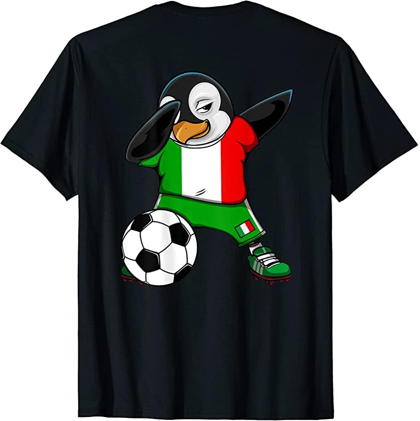 Dabbing Penguin Italy Soccer Fans Jersey Flag Football Lover T-Shirt