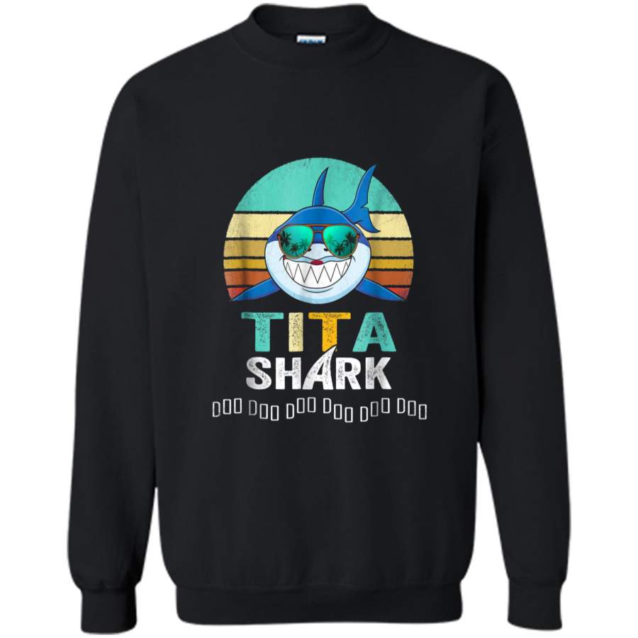 Tita Shark  Printed Crewneck Pullover Sweatshirt