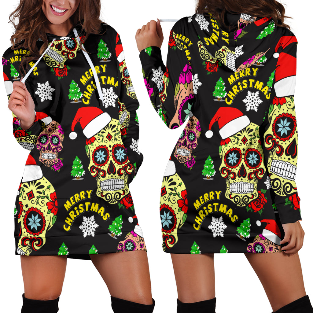 Sugar skull Christmas dress hoodie. – Skull Art Prints