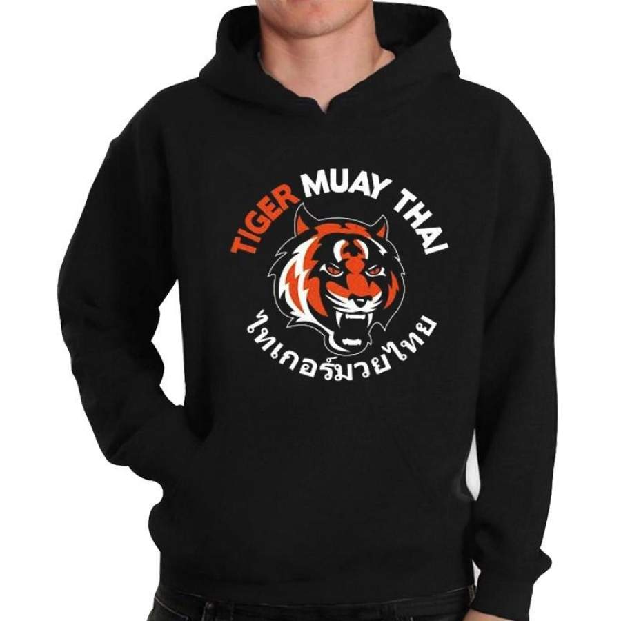 Fashion Tiger Muay Thai Graphic Hoodie Classic Logo Black Tops Clothing