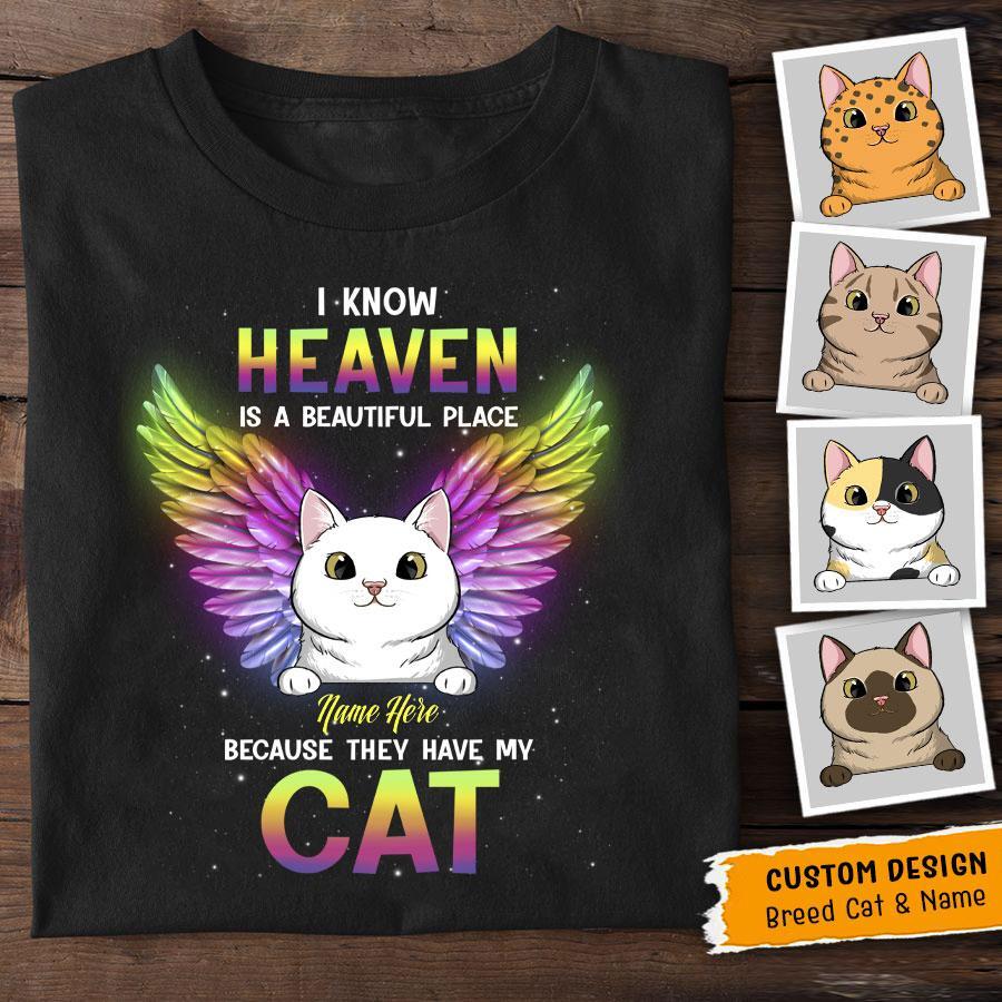 Personalized Cat Memorial Heaven Is A Beautiful Place T Shirts – Trending Personalized