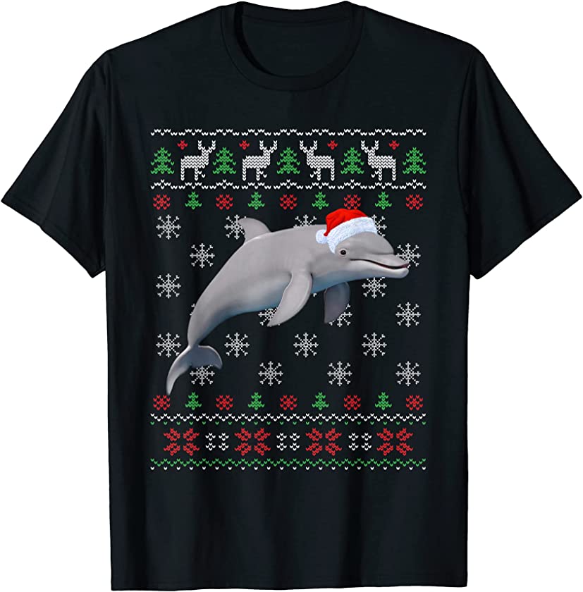 Funny Ugly Sweater Xmas Animals Christmas Dolphin Lover T-Shirt