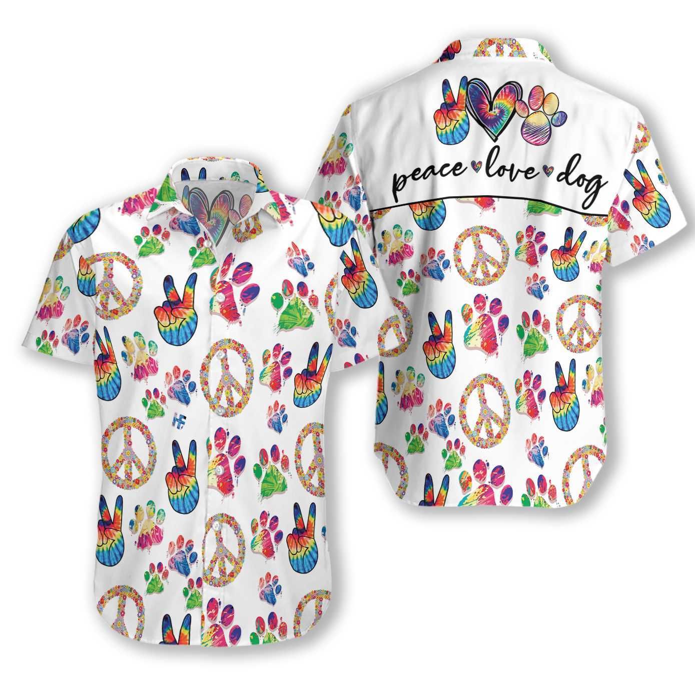 Peace Love Dog Hawaii Seamless 2610 Hawaii Shirt Ha82603