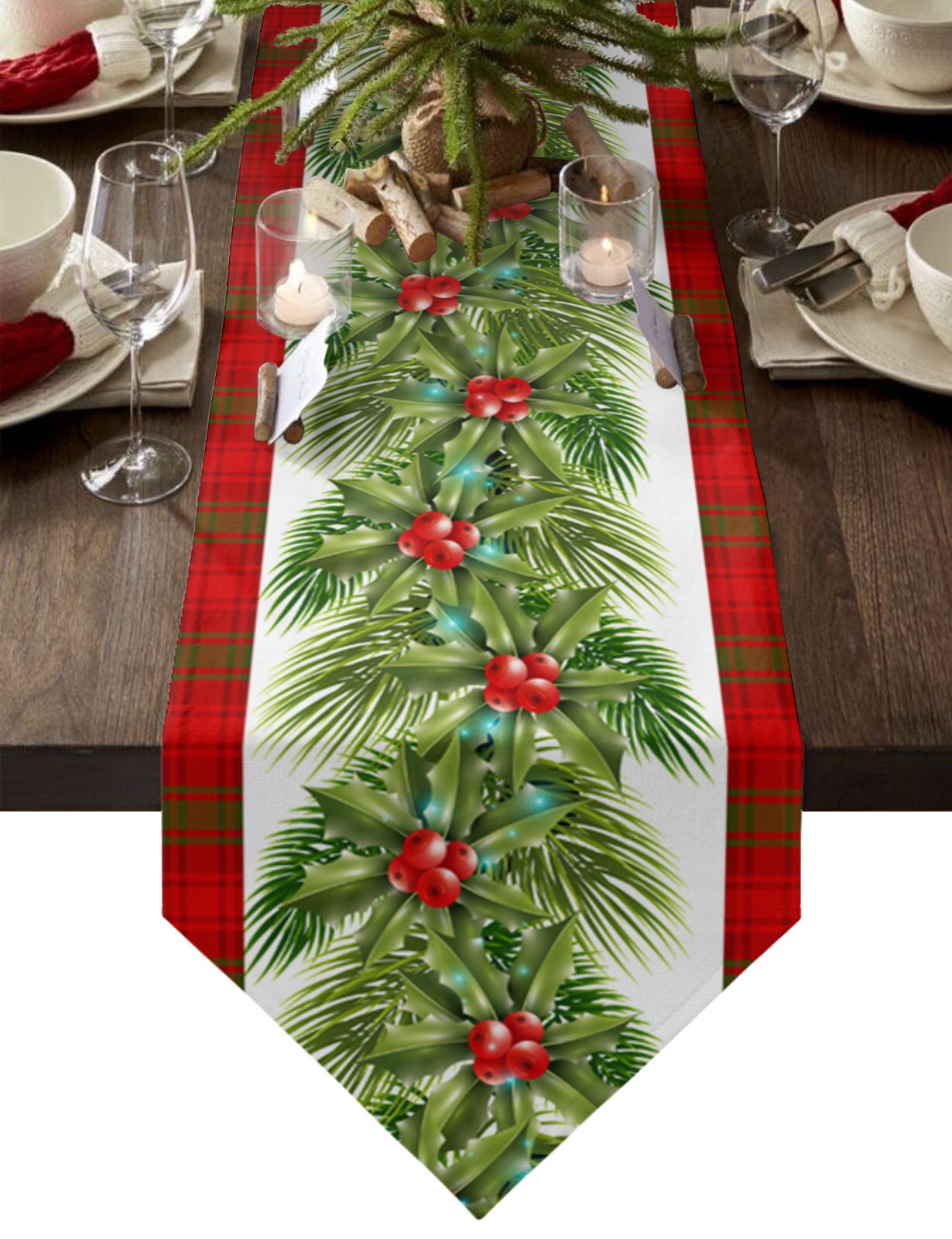 Christmas Tree Pine Needles Candy Bow Table Runners Wedding Decoration Table Cover Christmas Decorations for Home Table Cloth alx