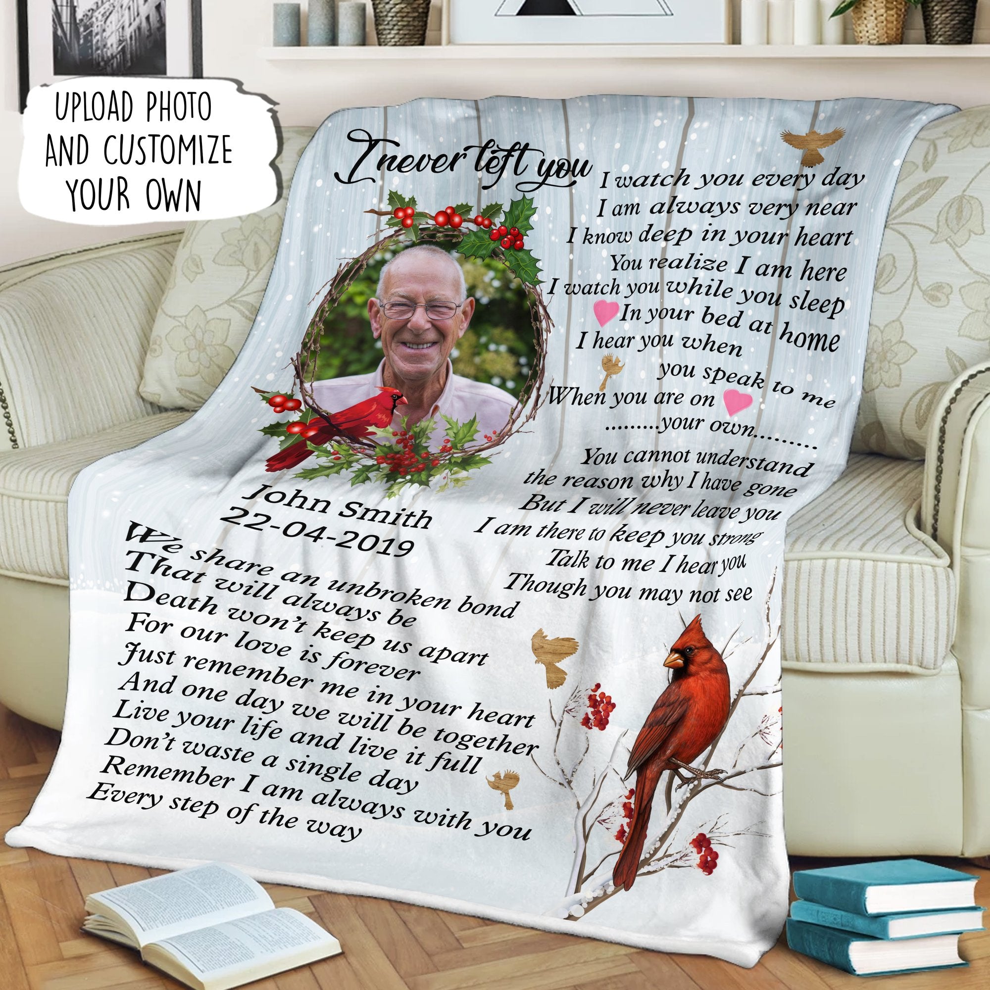 I Am Always Very Near Customized Memorial Blanket For Family With Your Own Photo