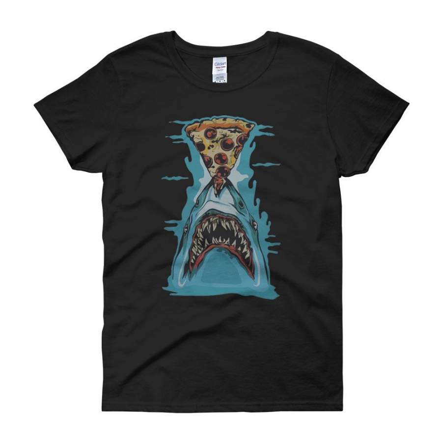 Brand New Full Color Pizza Shark Women’S T Shirt