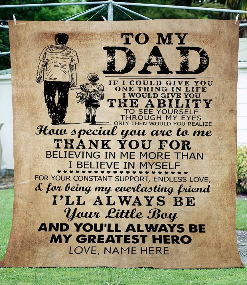 [Personalized Name] Meaningful To My Hero Dad – Unique Gifts Ideas For Home Decor Gifts For Family – Fleece Blanket Sherpa Blanket