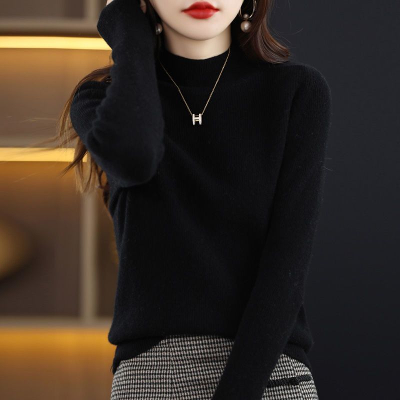 Autumn Winter Half Turtleneck Pullover Sweaters Basic Women’s Long Sleeve Korean Slim Sweaters Casual Jumper Female Knitted Tops alx