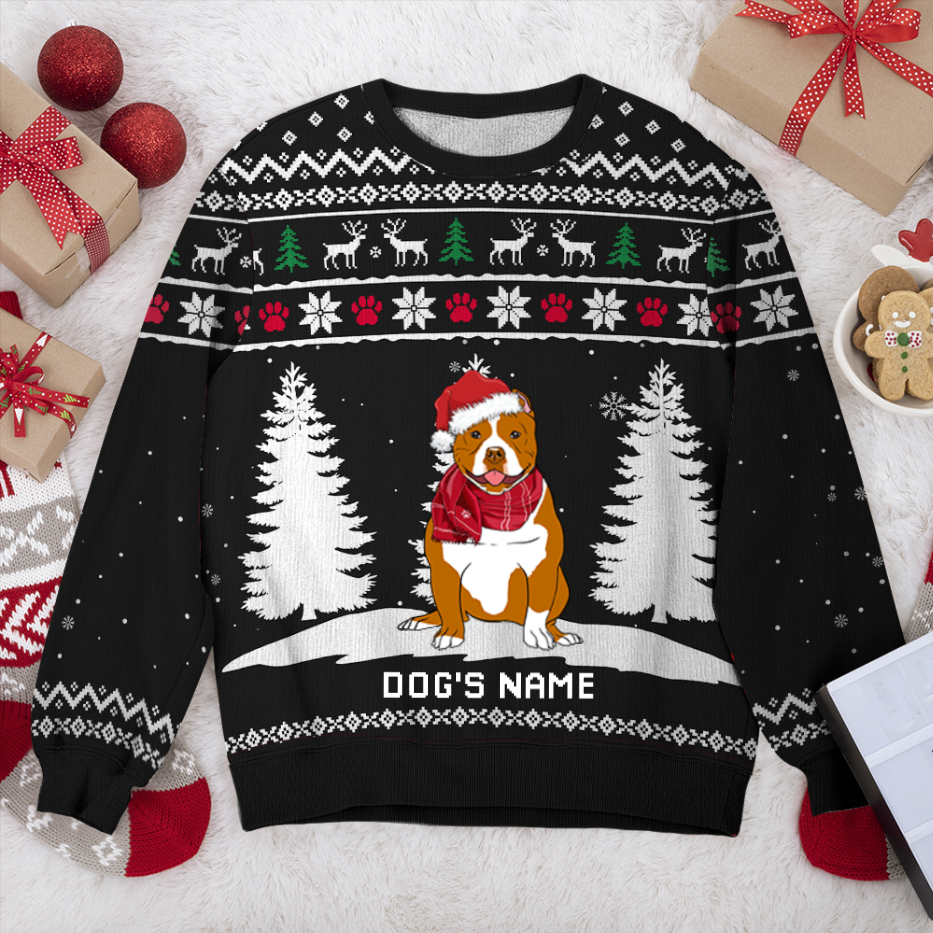 American Bully Winter Dog Personalized Sweater, Dog Ugly Christmas Sweater