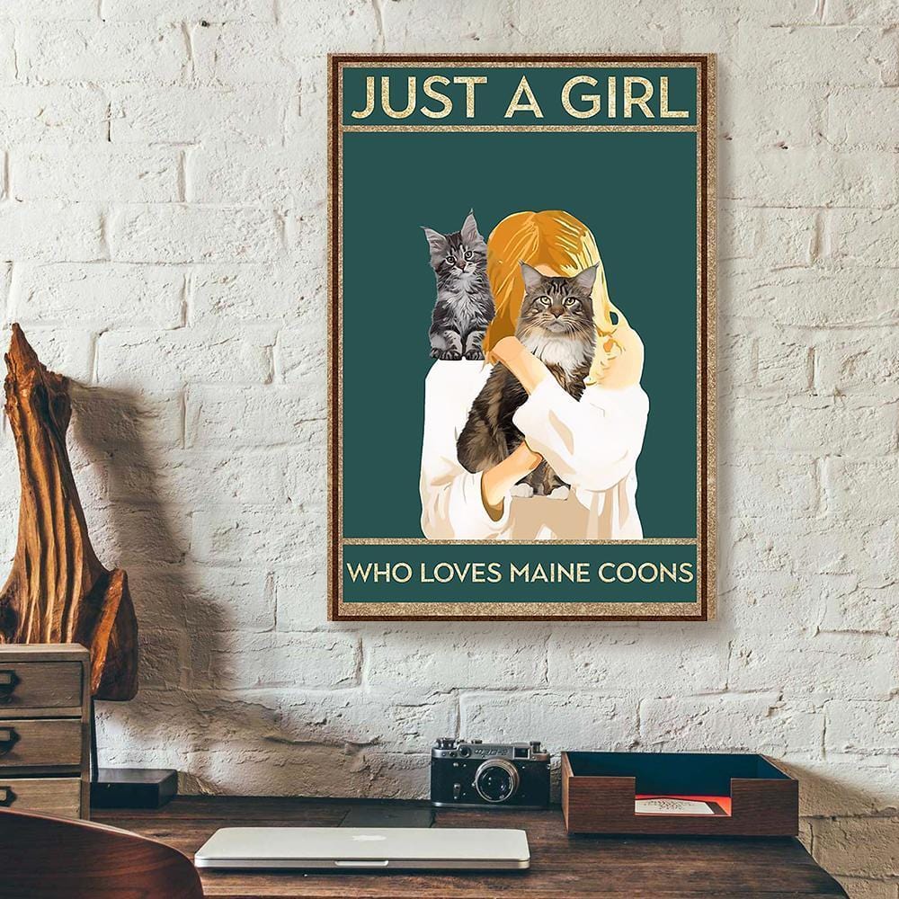 Canvas Artwork Just A Girl Who Loves Maine Coons Vertical Canvas Wall Art Alluring Living Room Bedroom Bathroom Home Decoration