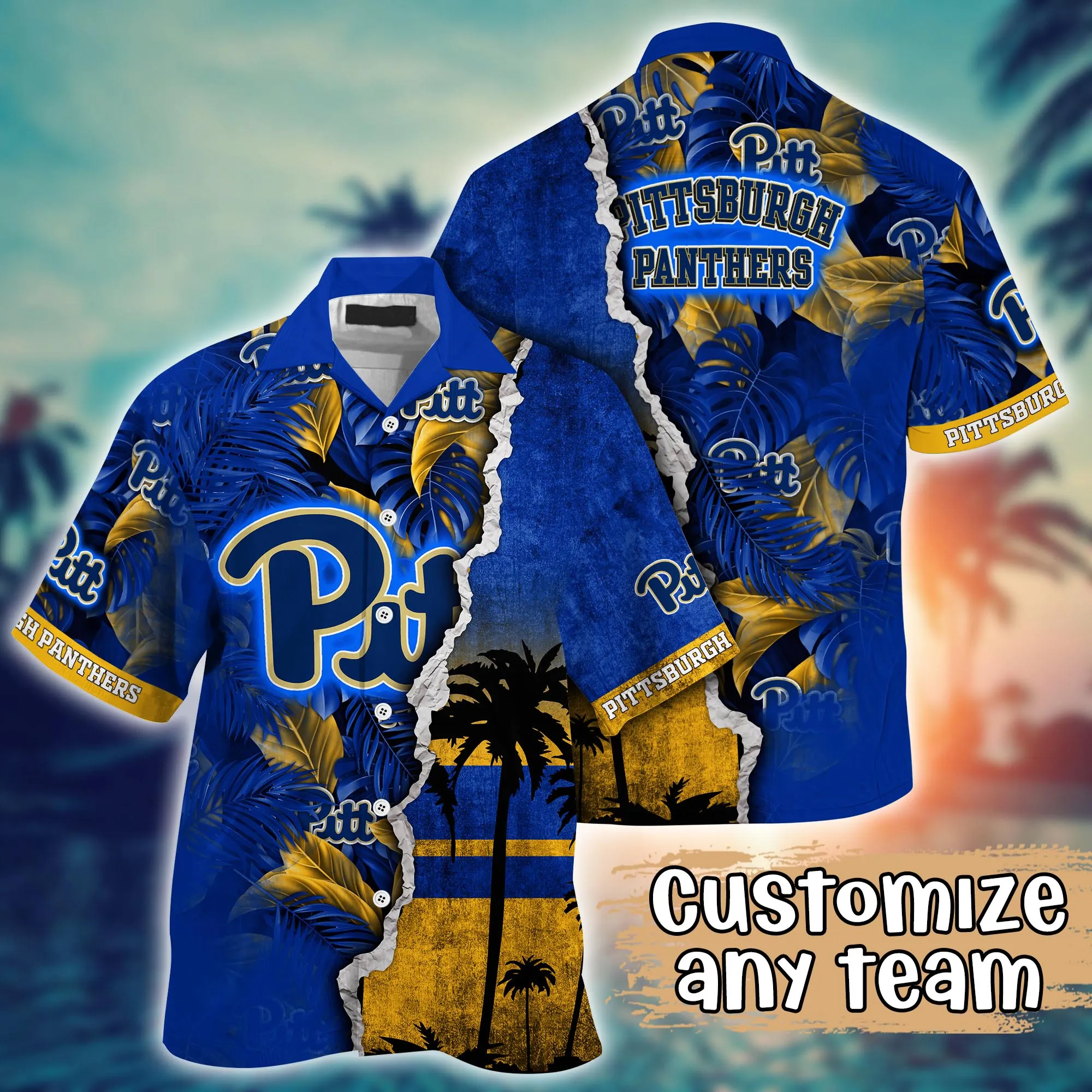 Pittsburgh Panthers NCCA Hawaiian Shirt Custom Beer Gardens Aloha Shirt