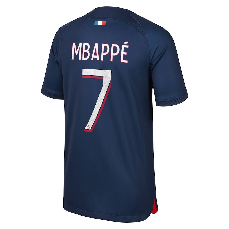Kylian Mbappe 7 Paris Saint-Germain Youth 2023/24 Home Jersey – Navy ...