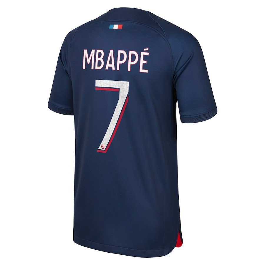 Kylian Mbappe 7 Paris Saint-Germain Youth 2023/24 Home Jersey - Navy ...