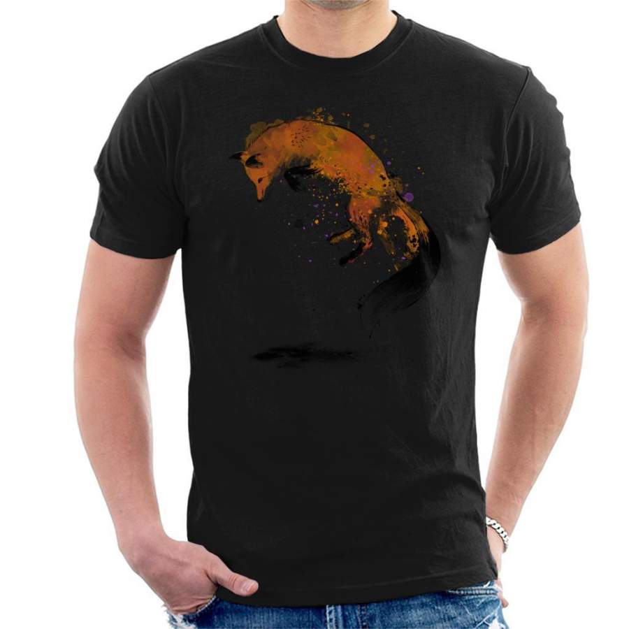 Red Fox Jumping Into Snow Men’s T-Shirt