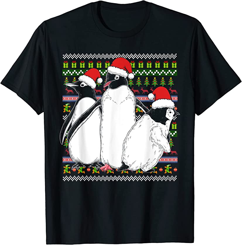 Merry Xmas Ugly Christmas Antarctica Animal Lover Penguin T-Shirt