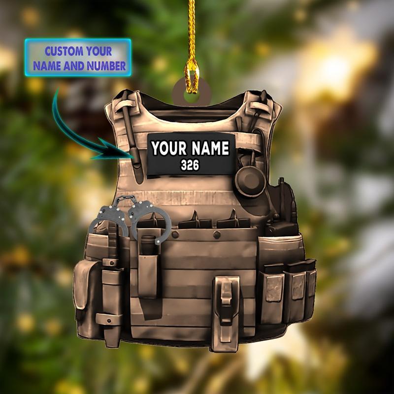 Personalized Police Armor Custom Shaped Ornament – Police Christmas Day Gift For Police