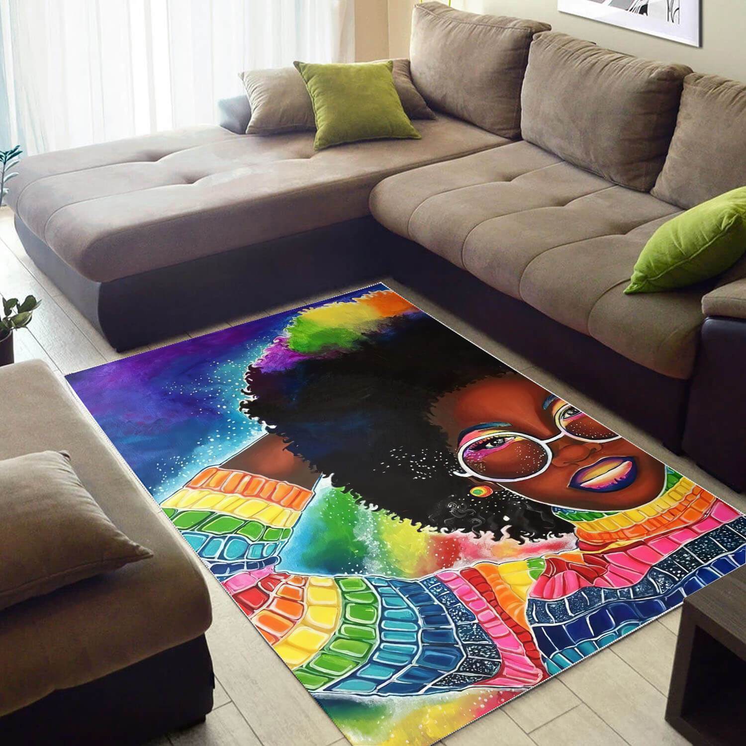 Afrocentric Rugs Beautiful Black Afro Lady African American Art Rug African Themed House Decor WBG37971