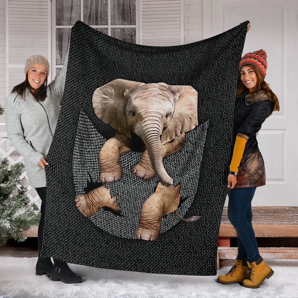 Elephants Pocket Farbic Fleece Blanket