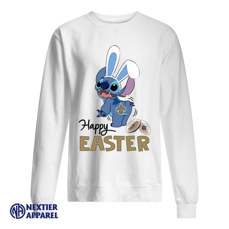 Stitch New Orleans Saints Happy Easter Shirt Unisex Sweatshirt