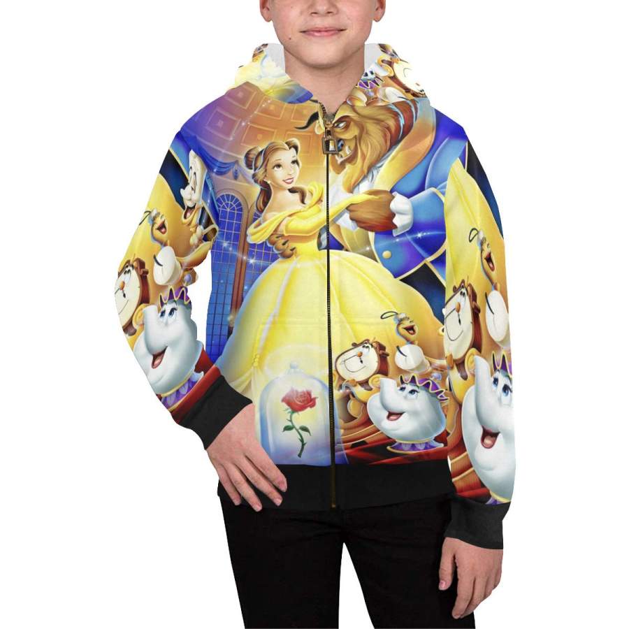 Beauty and the Beast Kids’ All Over Print Full Zip Hoodie