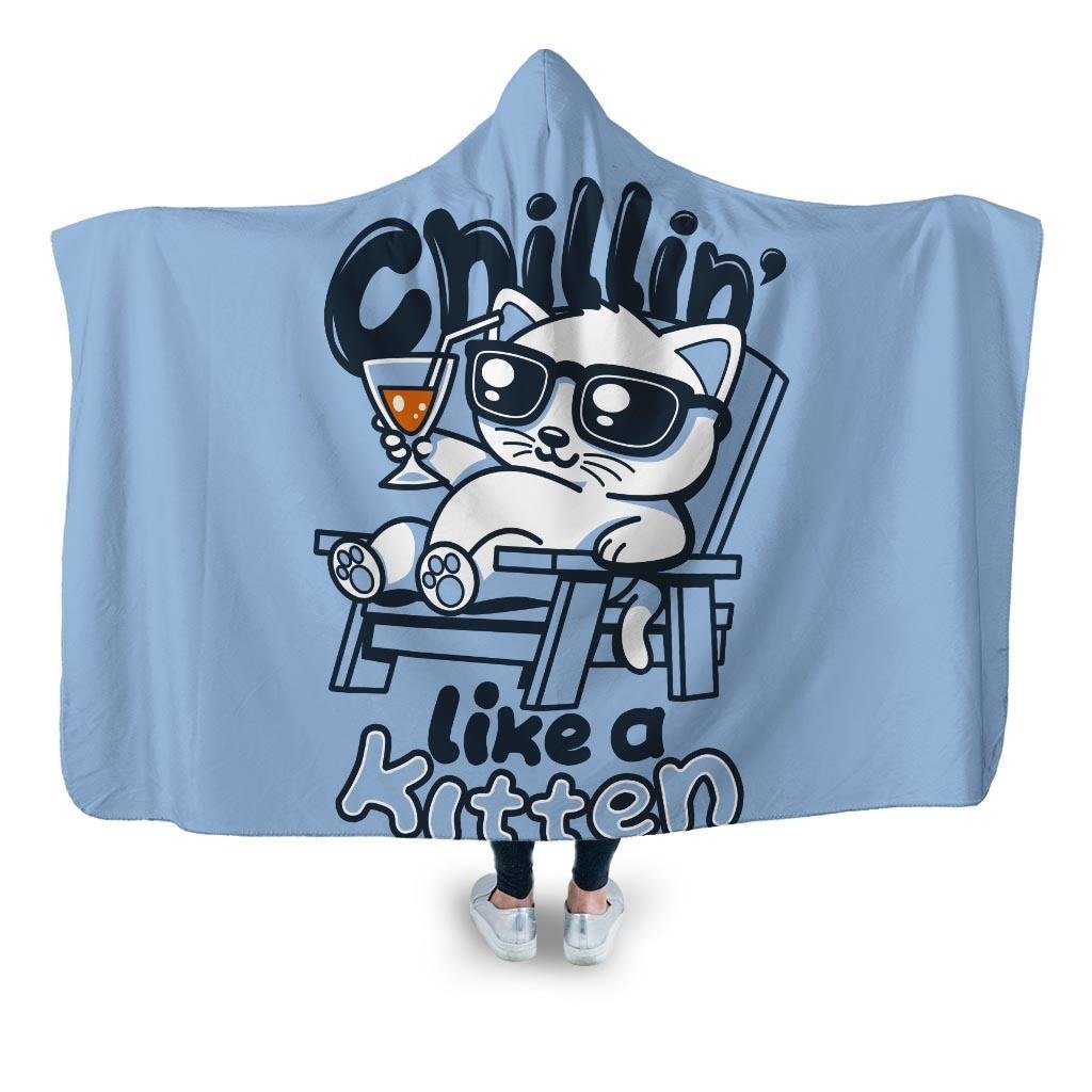 Chillin Like A Kitten Hooded Blanket