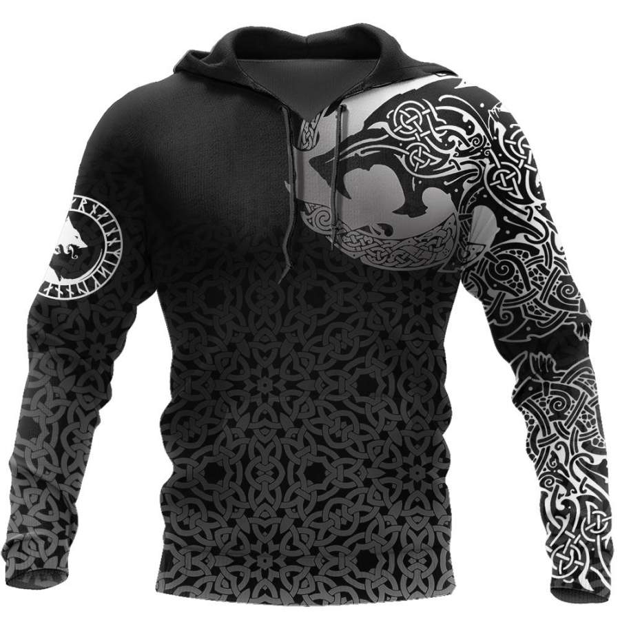 3D All Over Print Celtic Viking Wolf Hoodie NTN08242006