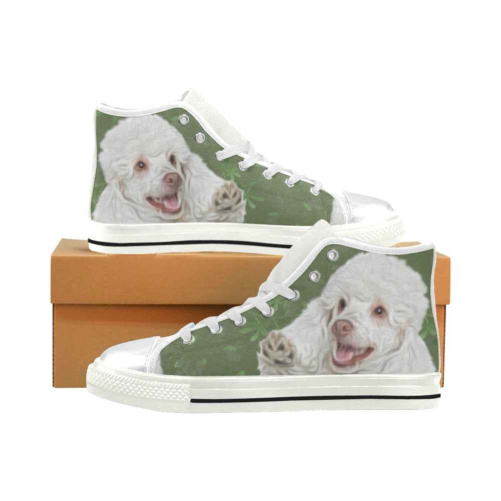 Poodle Lover White High Top Canvas Women’s Shoes/Large Size