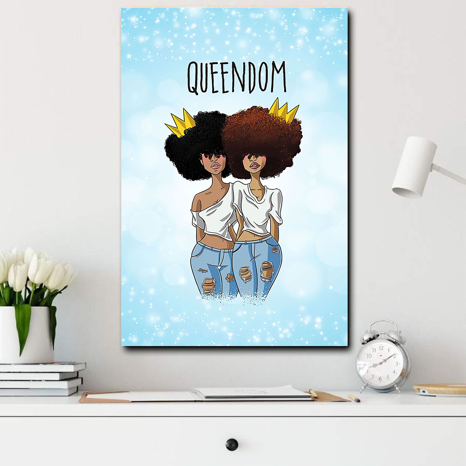 Afro Art Print Canvas Black Women Queendom African Inspired Home Decor