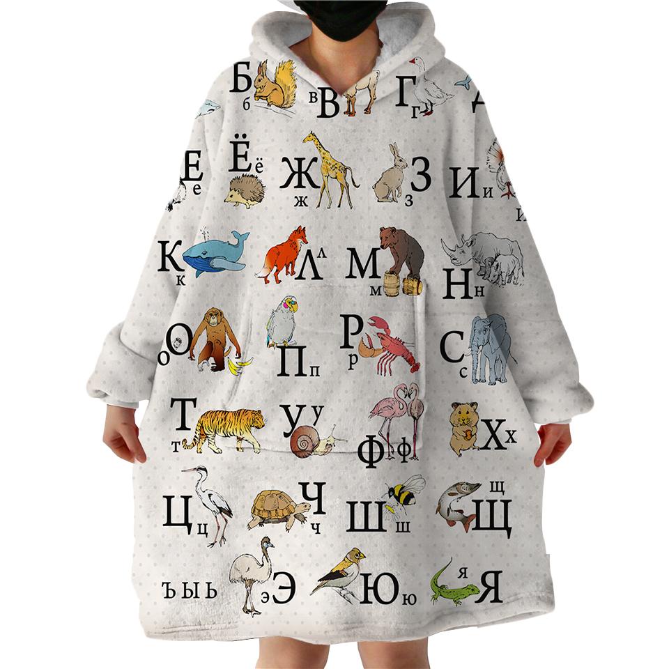 Slavic Animal Alphabet Swlf0492 Hoodie Wearable Blanket