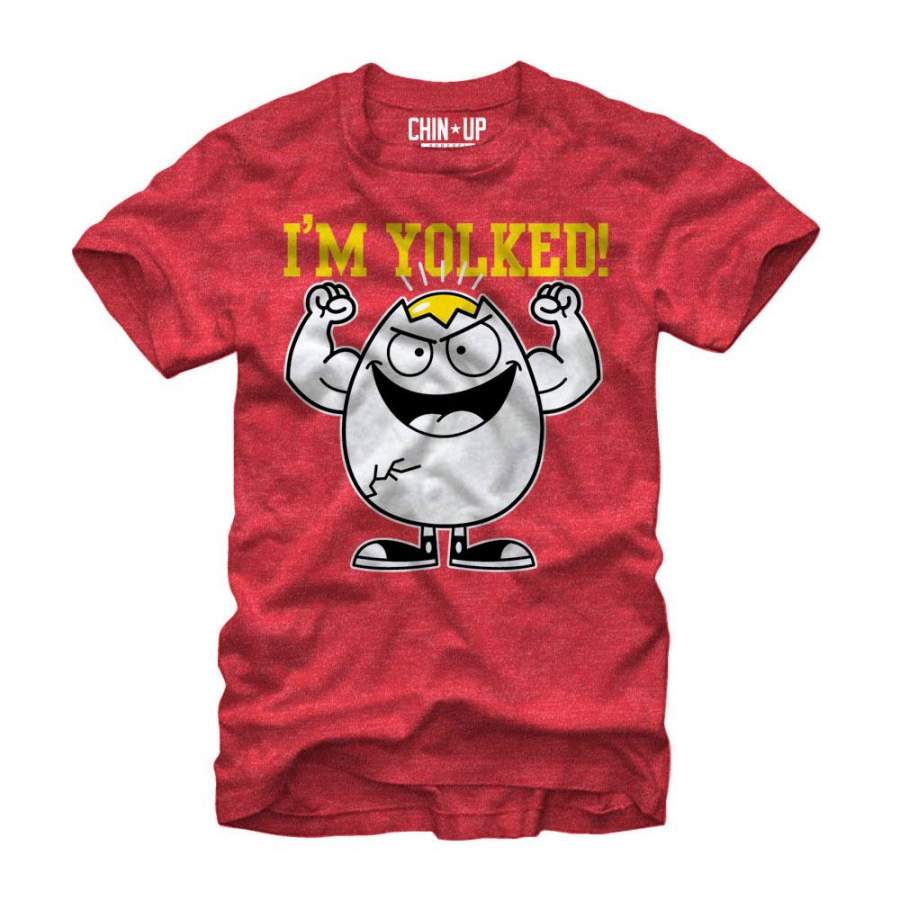 CHIN UP Men’s I’m Yolked  T Shirt Red Heather