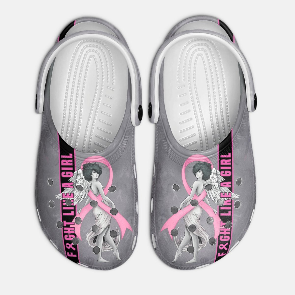 Breast Cancer Awareness Girl Queen Art Crocs