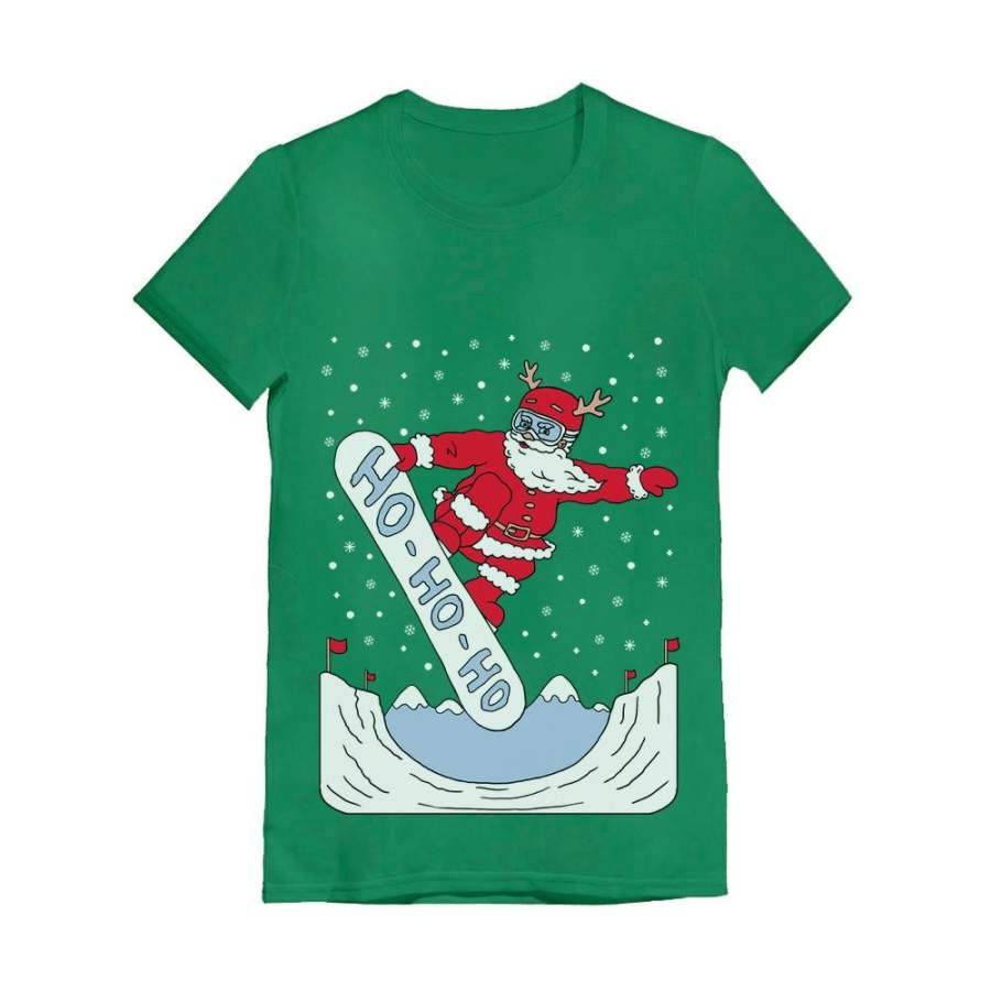 Ugly Christmas For Skaters  Santa On Snowboard Toddler Kids Girls’ Fitted T-Shirt