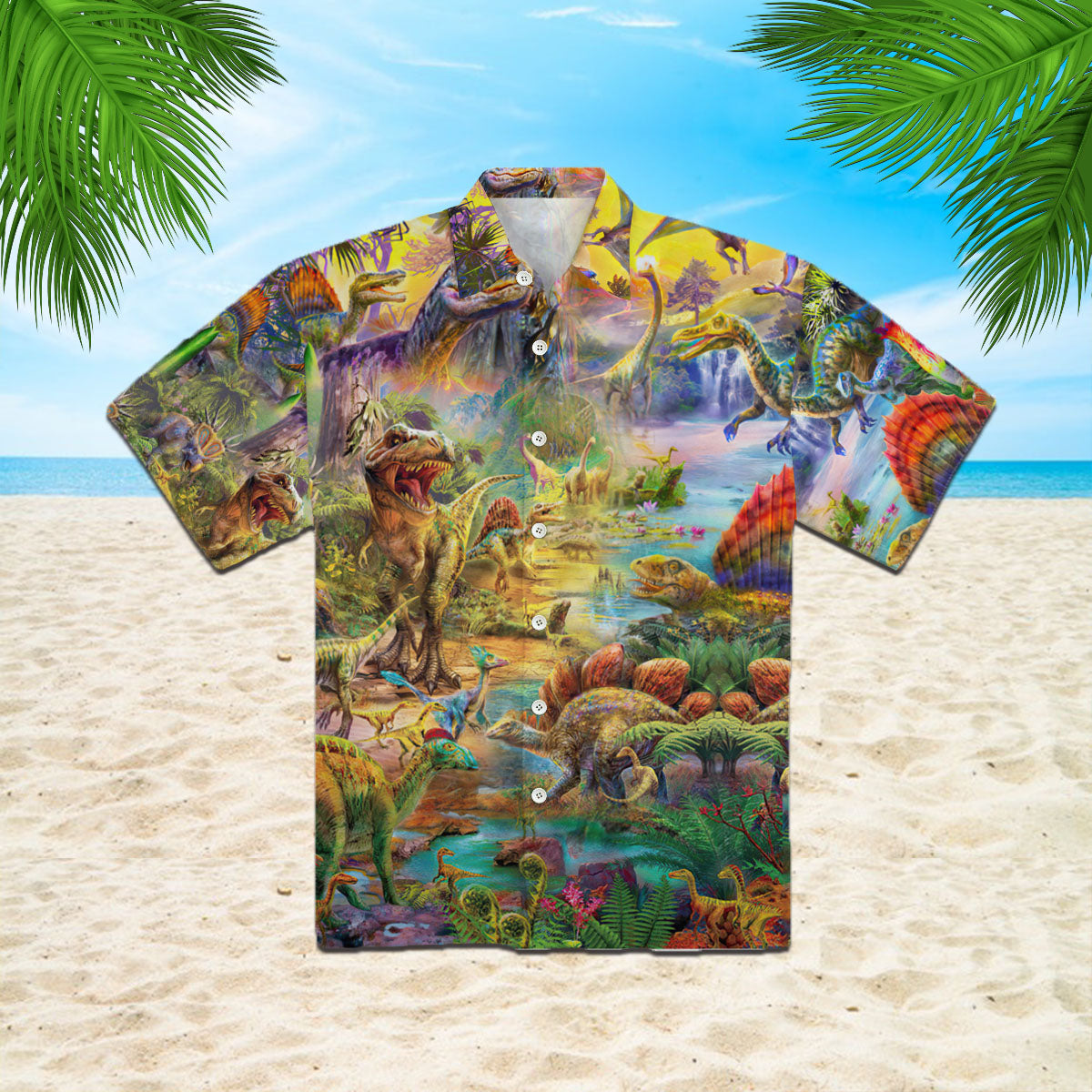 Amazing Colorful Dinosaurs In Jurassic Park Hawaiian Shirt | For Men & Women | Hw2466