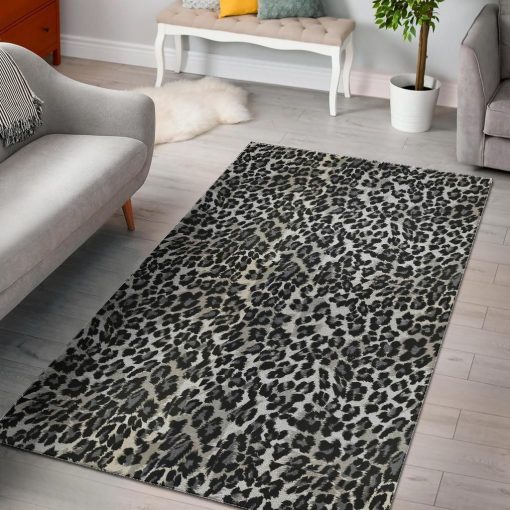 Gray Cheetah Leopard Pattern Print Area Rug Living Room Rug Home Decor