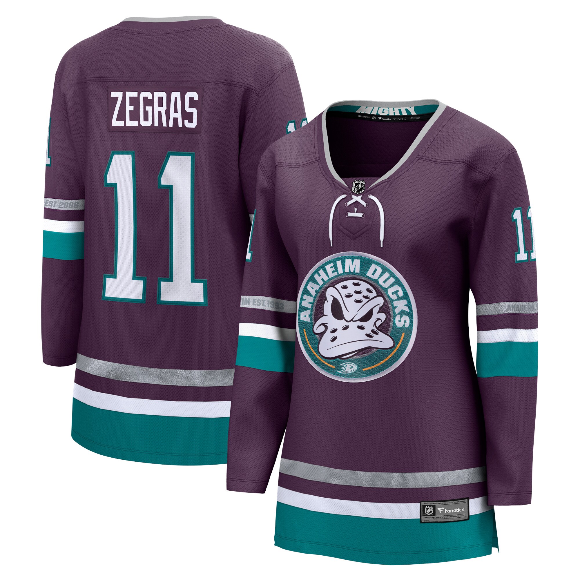 Trevor Zegras Anaheim Ducks Branded Women's Alternate Premier Breakaway Player Jersey – Purple