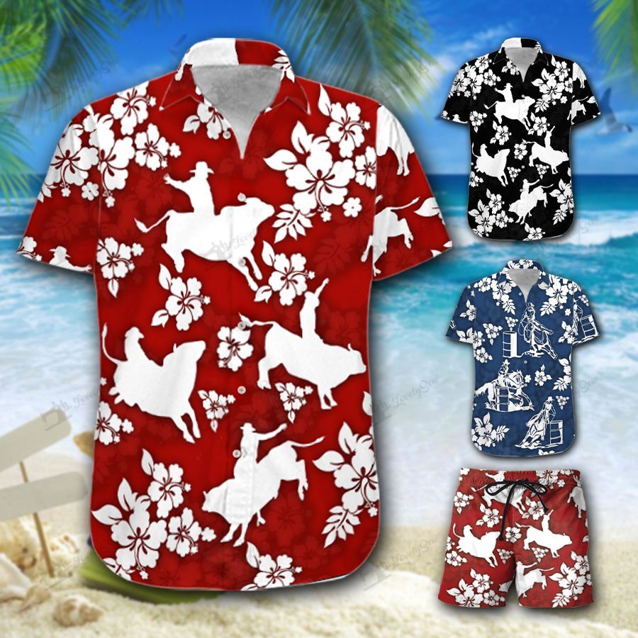 Bull Riding Hawaiian Shirt Shorts Ha72253