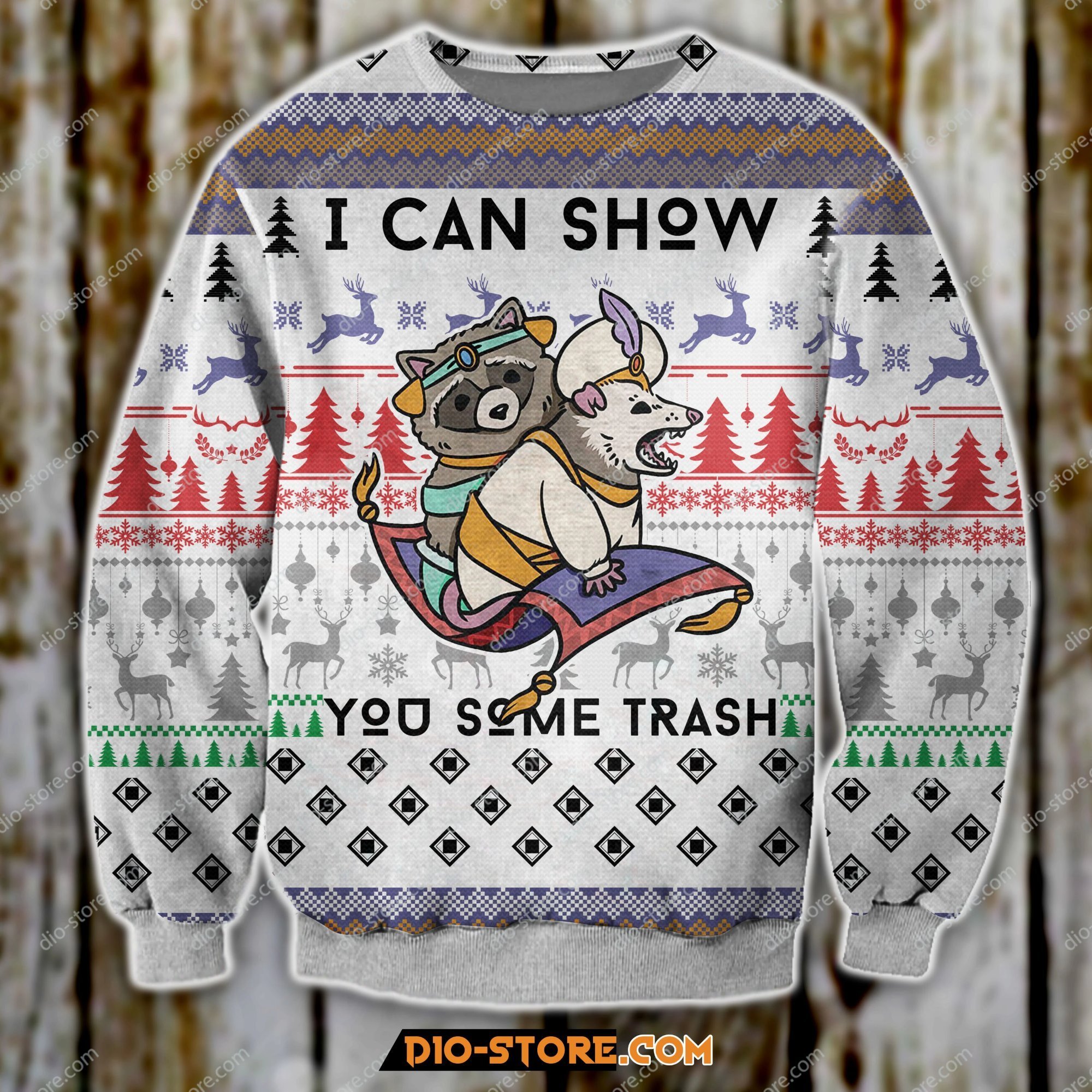 3D Knitting Pattern Raccon I Can Show You Some Trash Ugly Christmas Sweater Hoodie All Over Printed Cint10245