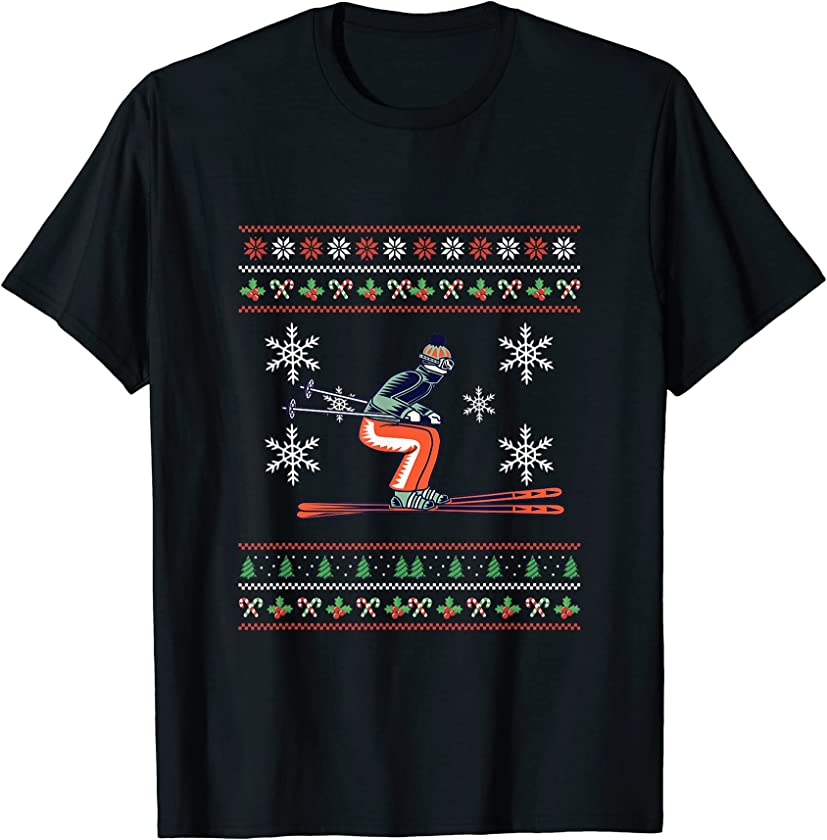 Ugly Christmas Skiing Skier Apres Ski Santa Claus New Year T-Shirt