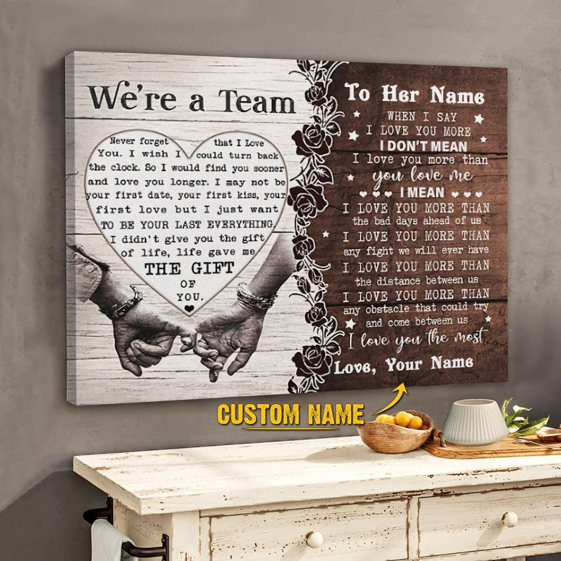 Personalized Couple Wall Art, We’Re A Team Wall Art, Family Love Canvas Poster, Couple Anniversary Wall Art, Family Home Wall Decor