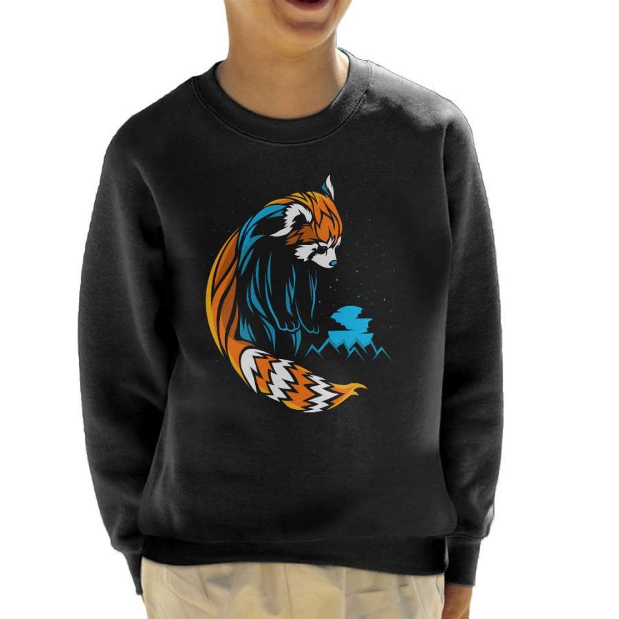 Red Panda Lines Blue Kid’s Sweatshirt