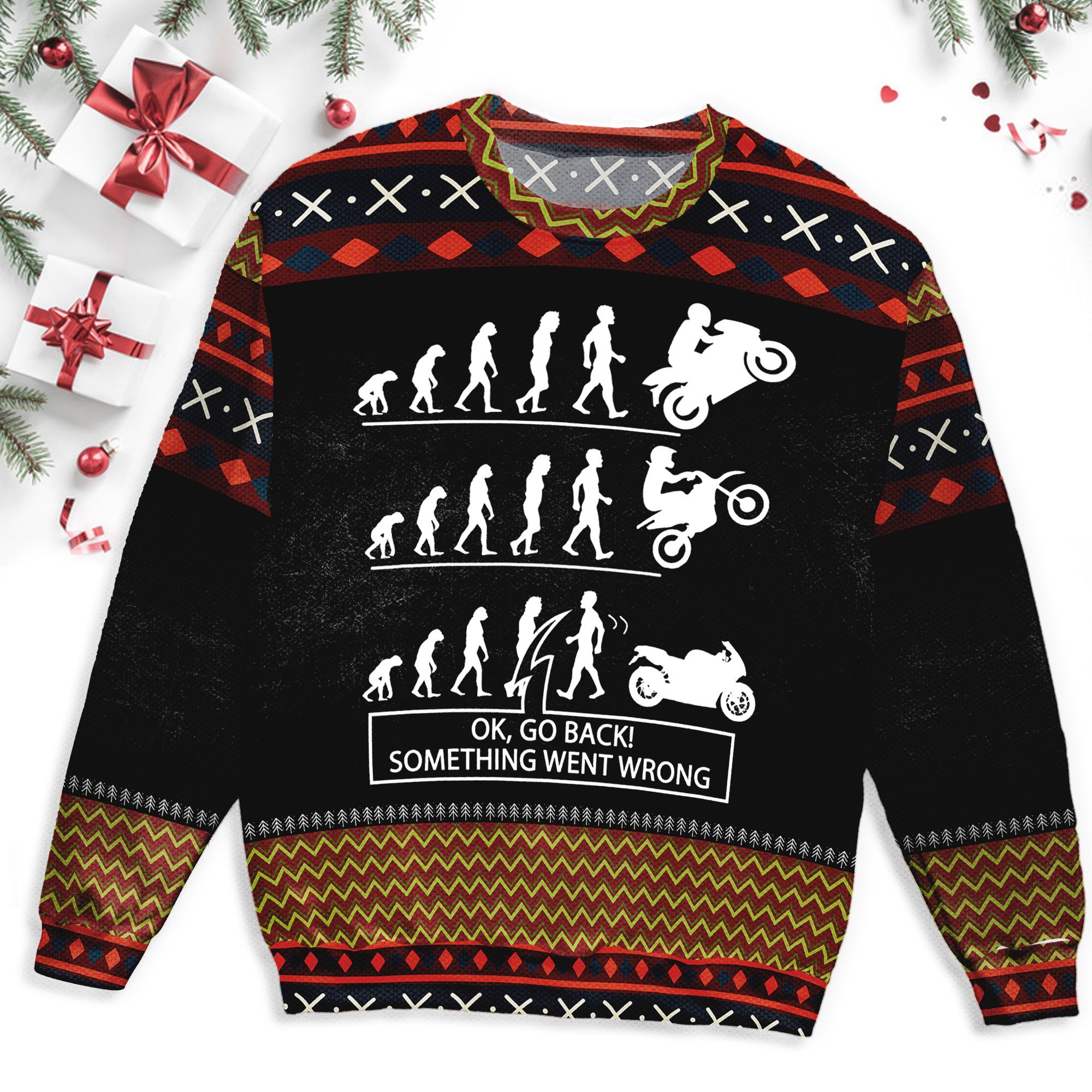 Biker Go Back Christmas Ugly Sweater