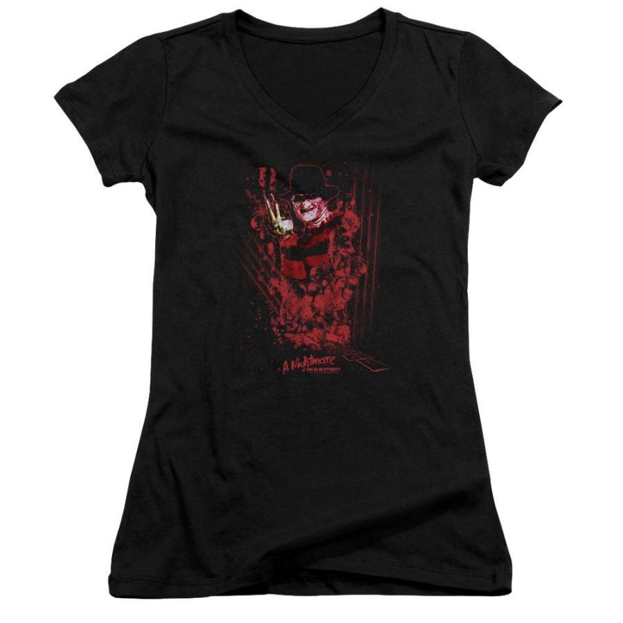 A Nightmare on Elm Street One Two Freddys Coming For You Juniors V-Neck T-Shirt