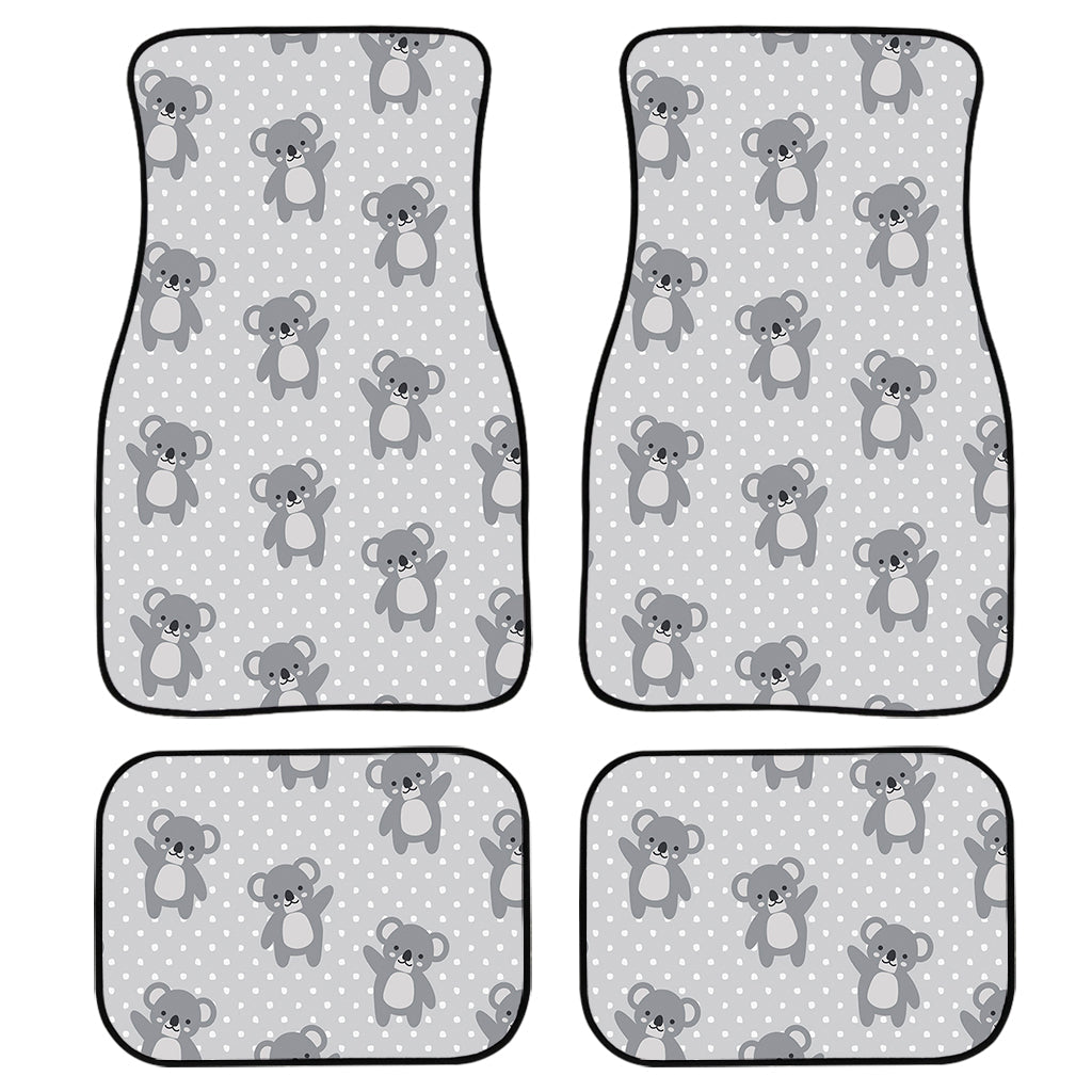 Grey Koala Pattern Print Front And Back Car Floor Mats, Front Car Mat