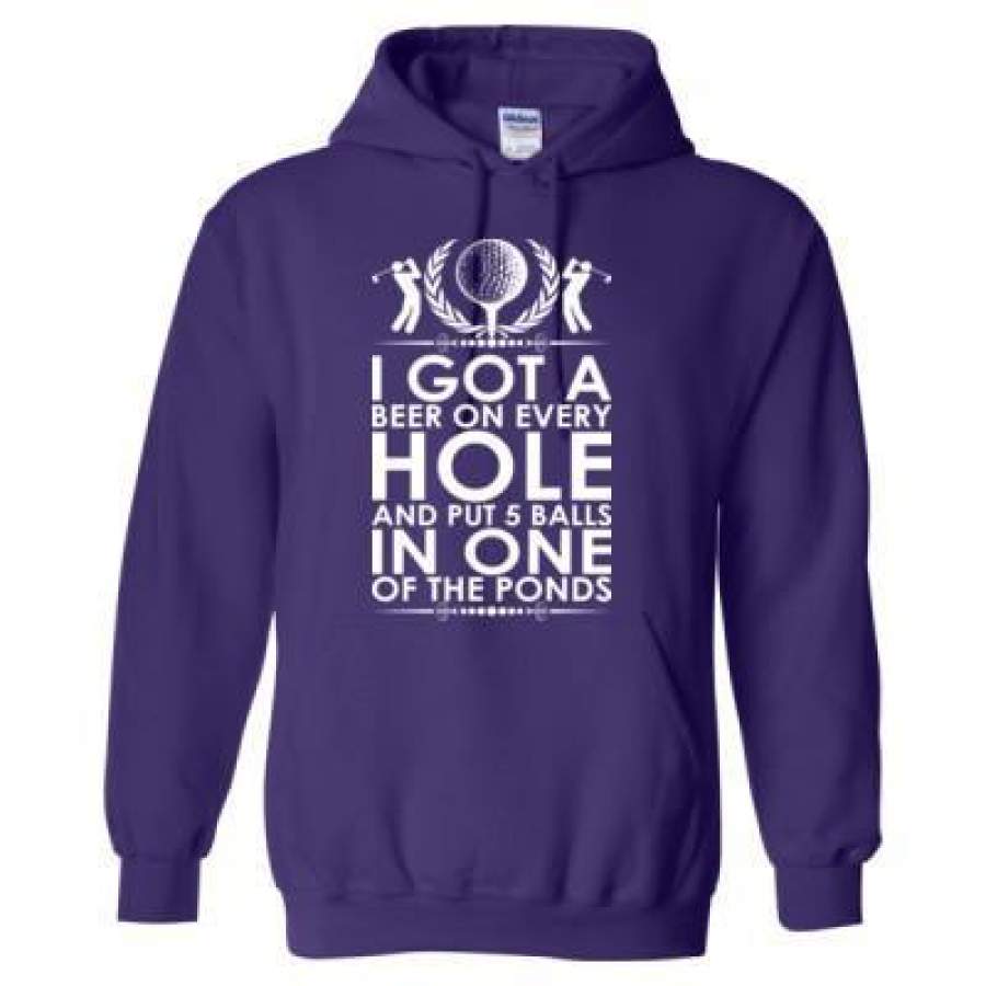 AGR I Got A Beer On Every Hole Put 5 Balls In Ponds Golf – Heavy Blend™ Hooded Sweatshirt