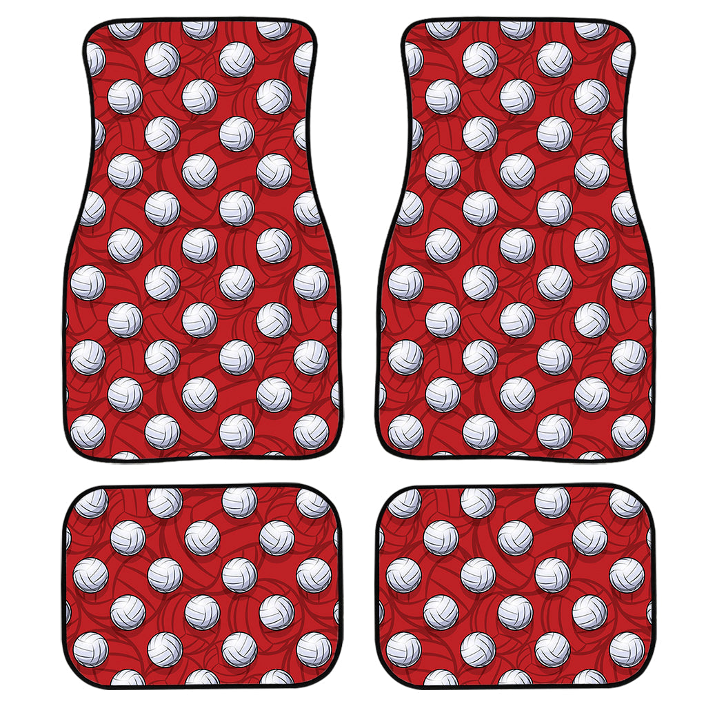 Red And White Volleyball Pattern Print Front And Back Car Floor Mats, Front Car Mat