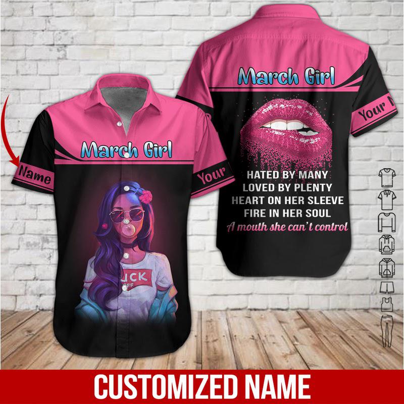 March Girl Custom Name Hawaii Shirt For Men Women Ha33668