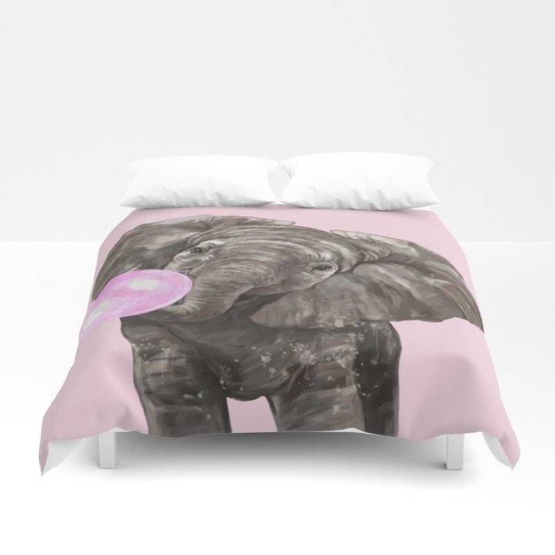 3D Baby Elephant Blowing Bubble Gum Duvet Cover Bedding Sets