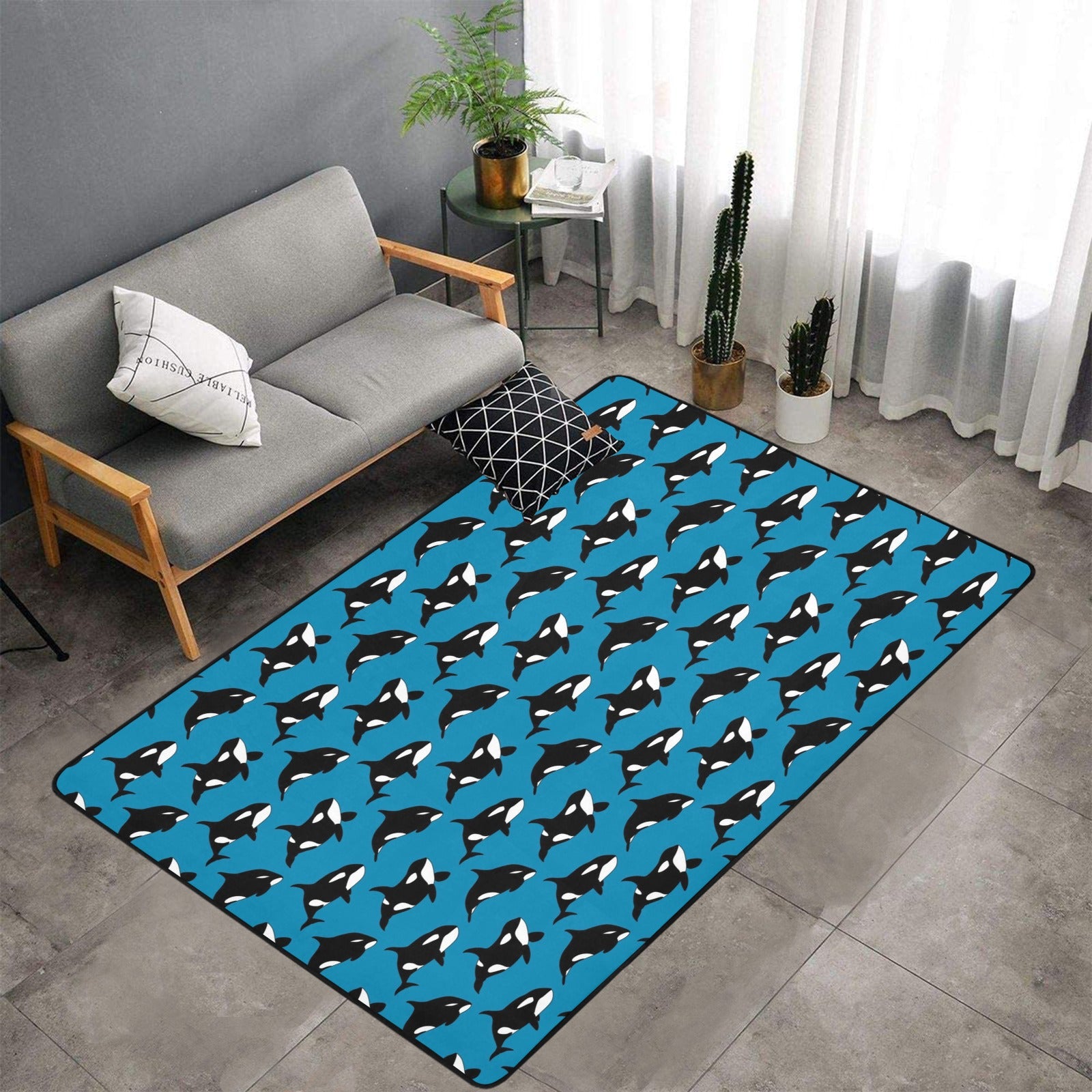 Whale Print Design Lks304 Area Rug 7’X5′