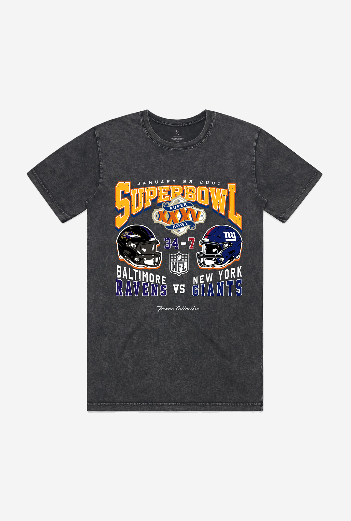 Super Bowl Xxxv: Baltimore Ravens Vs New York Giants Stonewashed T-Shirt – Black