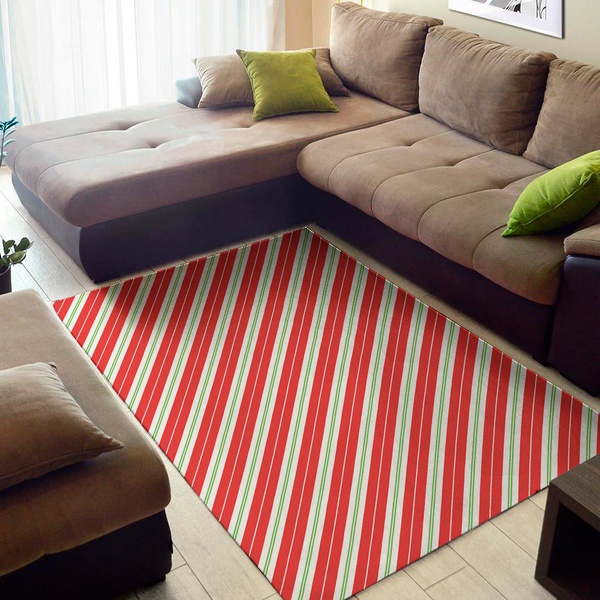 Christmas Candy Cane Stripes Print Area Rug